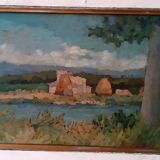 Peinture de paysage Arnaccio Pise années 1950 Ferruccio Rosini (Livourne 1932-2021)