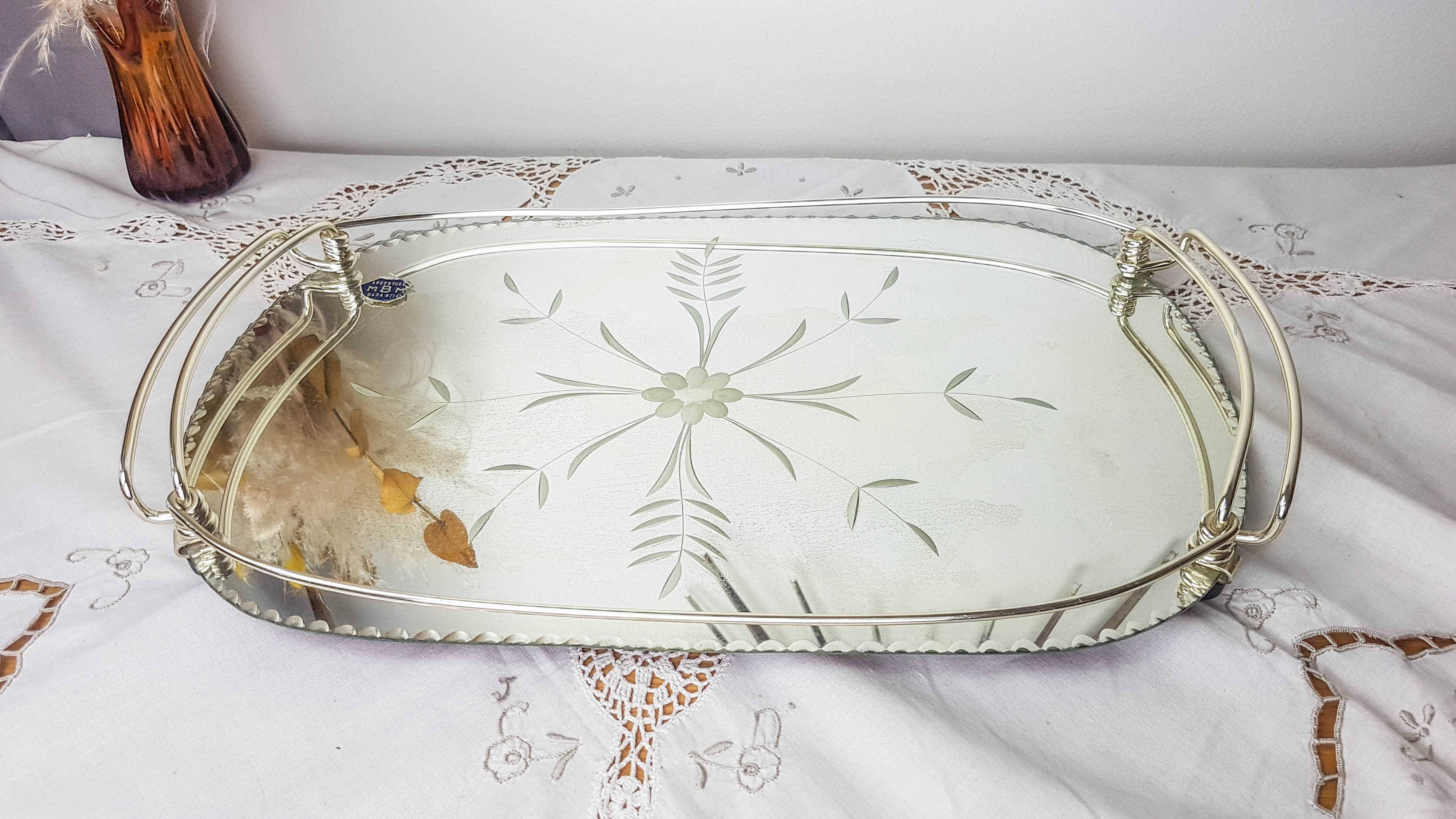 Vintage mirror tray
