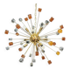 Contemporary Amber and Black Cubes Murano Glass Gold Sputnik Chandelier