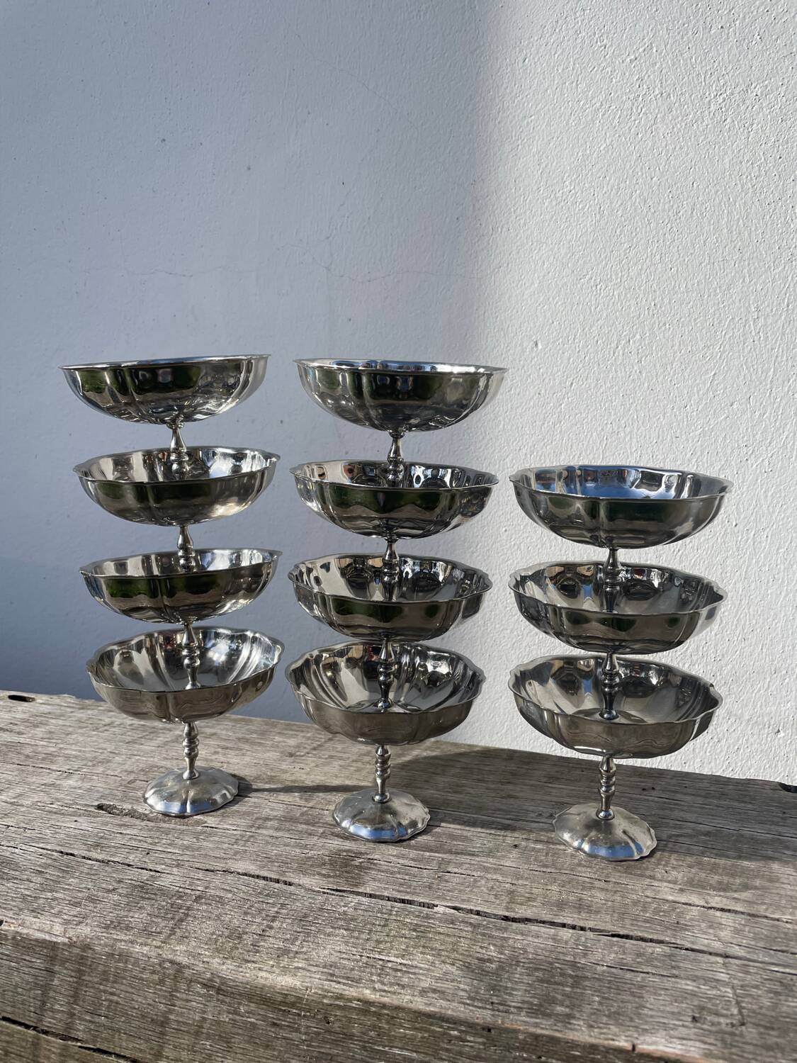 11 stainless steel cups / bowls 1970