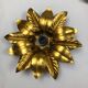 Set of 3 Golden Florentiner Leaf Theatre Wall Ceiling Light Sconces, Italy 1960s