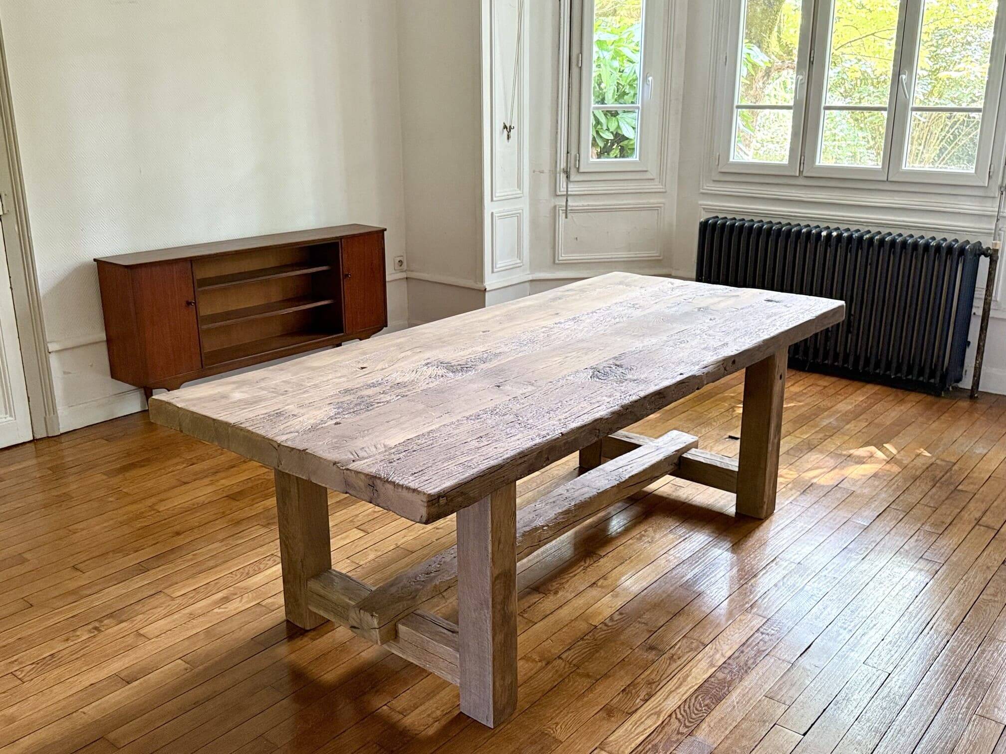 Farmhouse table in thick old solid oak - Dimensions 225x100 cm