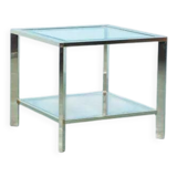 Minimalist coffee table in brass and glass, Regency style from the 1970s.