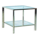 Table basse minimaliste en laiton et verre, style Régence des années 1970.