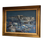 Peinture de Hubert Stagiotti « port » 1950-60