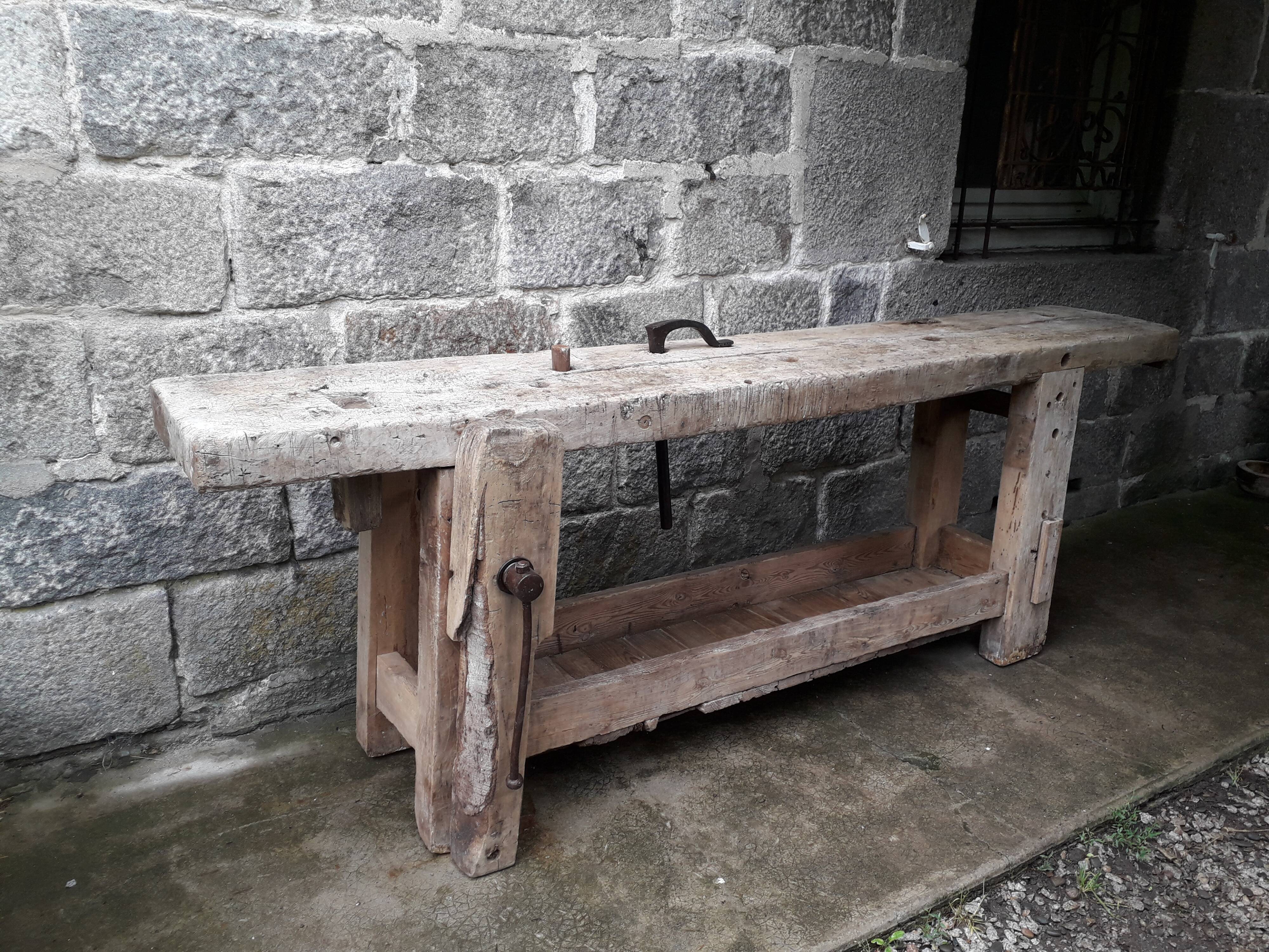 Old in solid beech workbench 237 cm