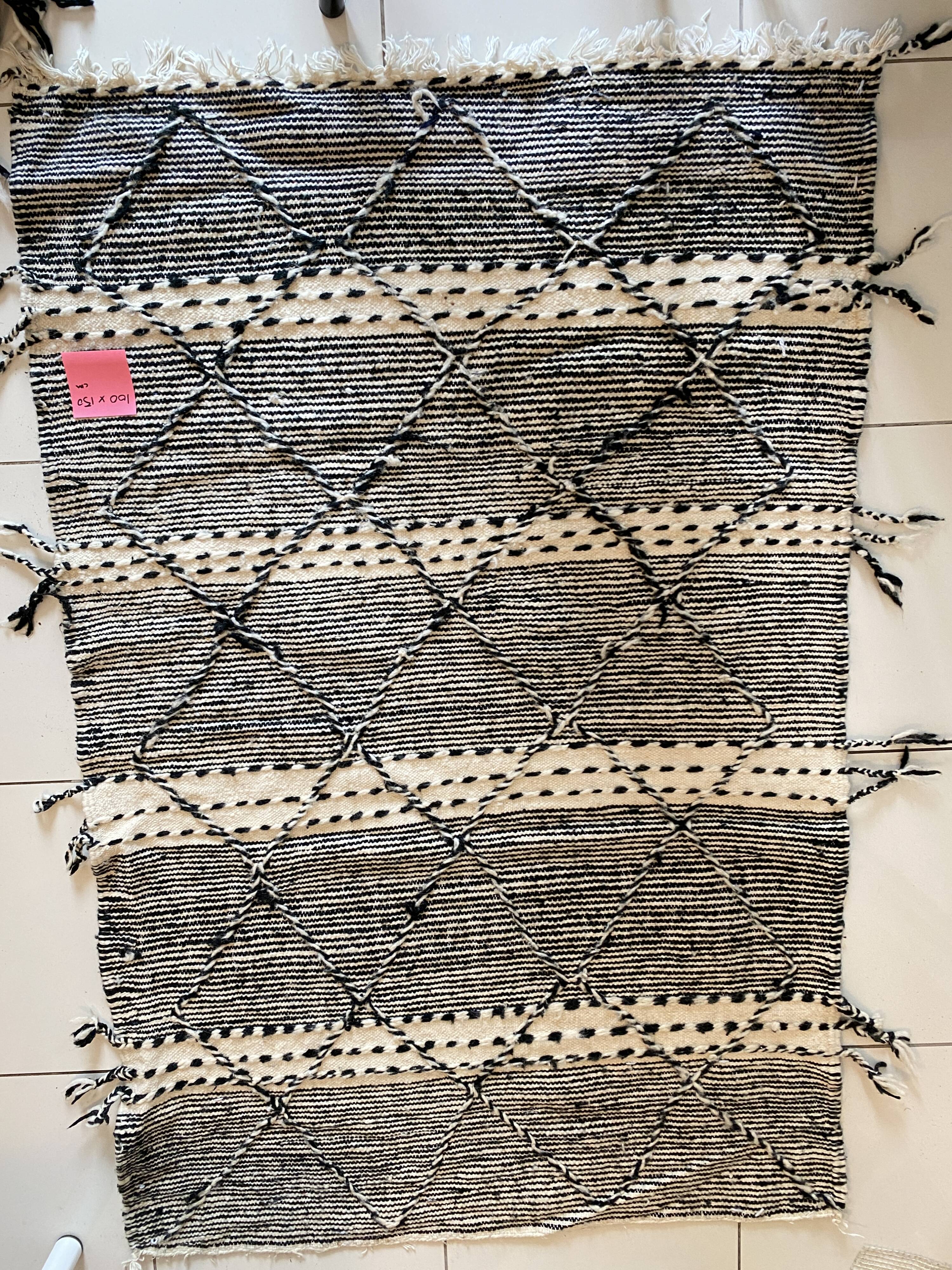 Black and white Moroccan Kilim rug