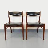 Pair of vintage Scandinavian teak and skai chairs from the 50s and 60s
