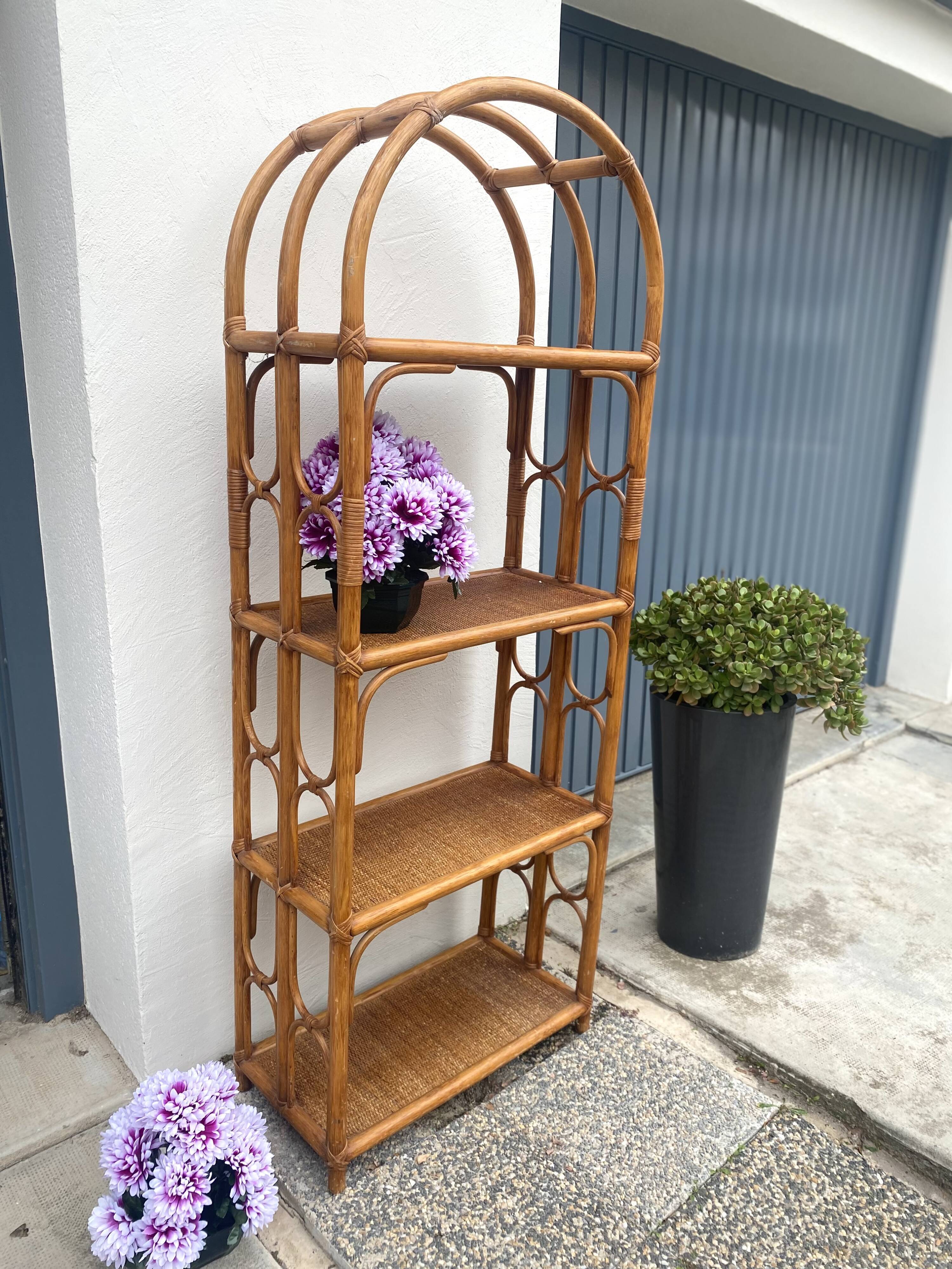 Antique rattan bookcase