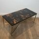Neoclassical Brass Coffee Table with Lacquered Top Representing