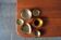 Vintage brass & enameled plates, set of 6