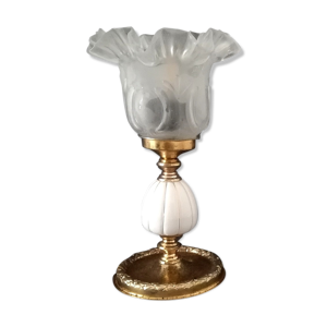 Lampe torche de table en laiton doré des années 1930 d’Art Nouveau