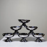 6 coupelles à dessert sur pieds en inox vintages style bistrot