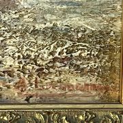 A. Laemmermann, oil painting on cardboard depicting a rocky landscape.