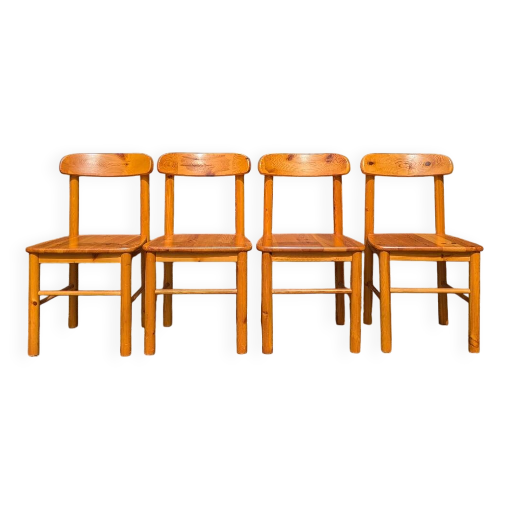 4 solid pine chairs by Rainer Daumiller - 1970s