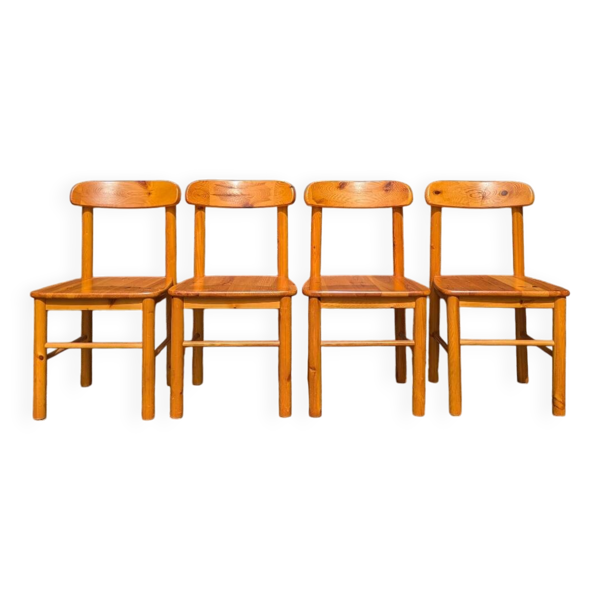 4 chaises en pin massif de Rainer Daumiller - années 70