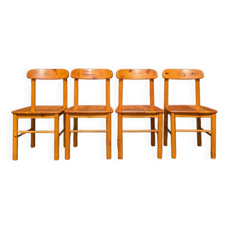 4 solid pine chairs by Rainer Daumiller - 1970s