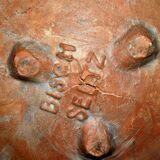 Old salad bowl in glazed terracotta signed bisch seltz