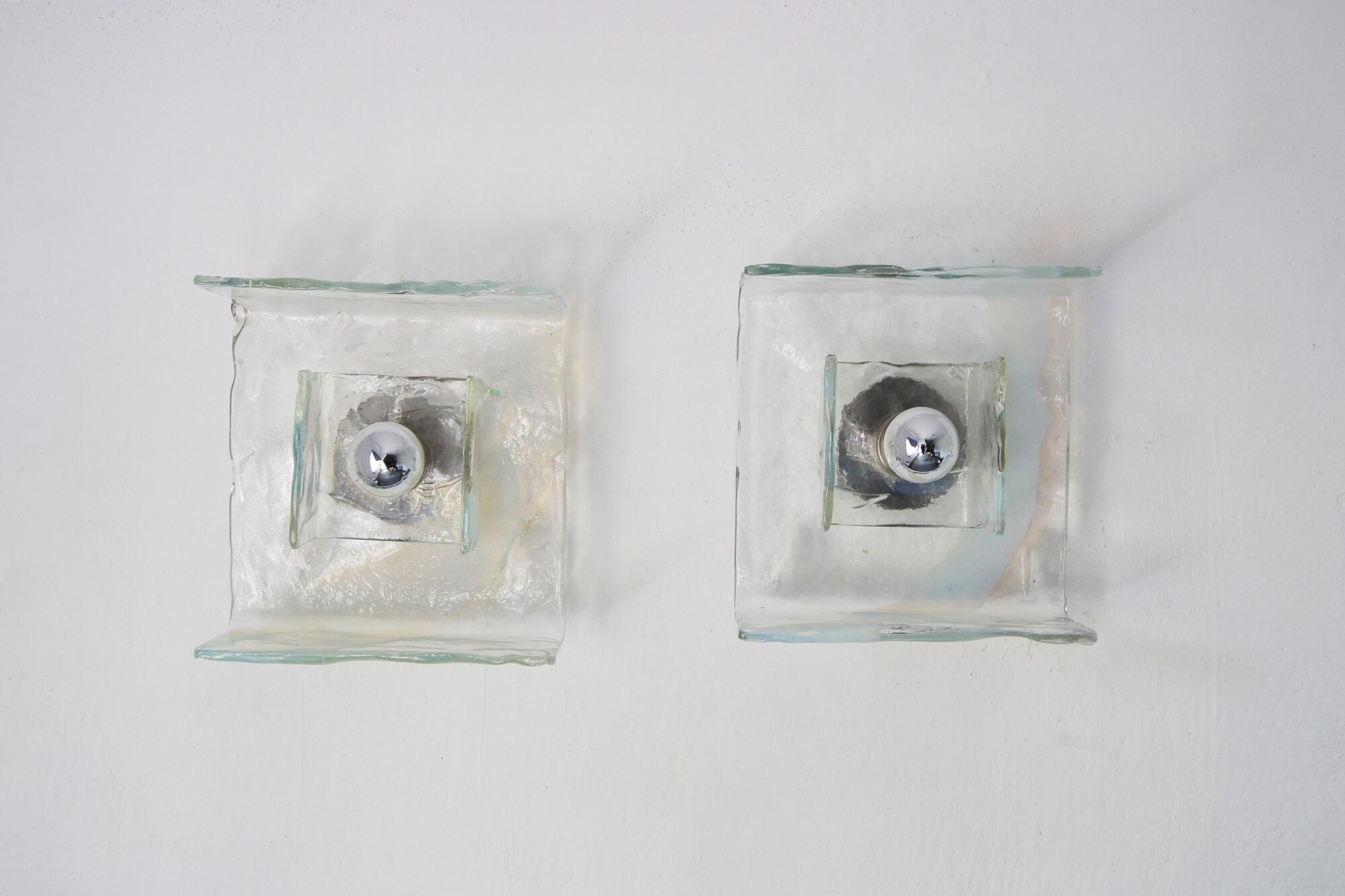 Italian Murano Glass Wall Lamps by Carlo Nason for Mazzega, 1970s, Set of 2