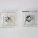 Italian Murano Glass Wall Lamps by Carlo Nason for Mazzega, 1970s, Set of 2