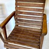 pair of armchairs with slats in chene 1950