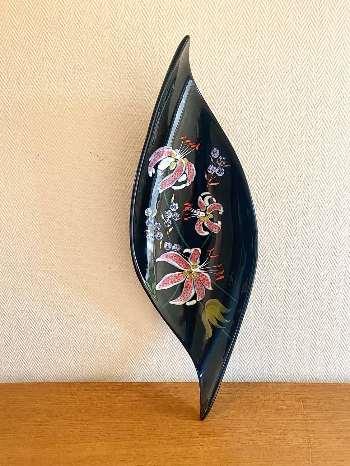 Large Longwy bowl signed L. Valenti