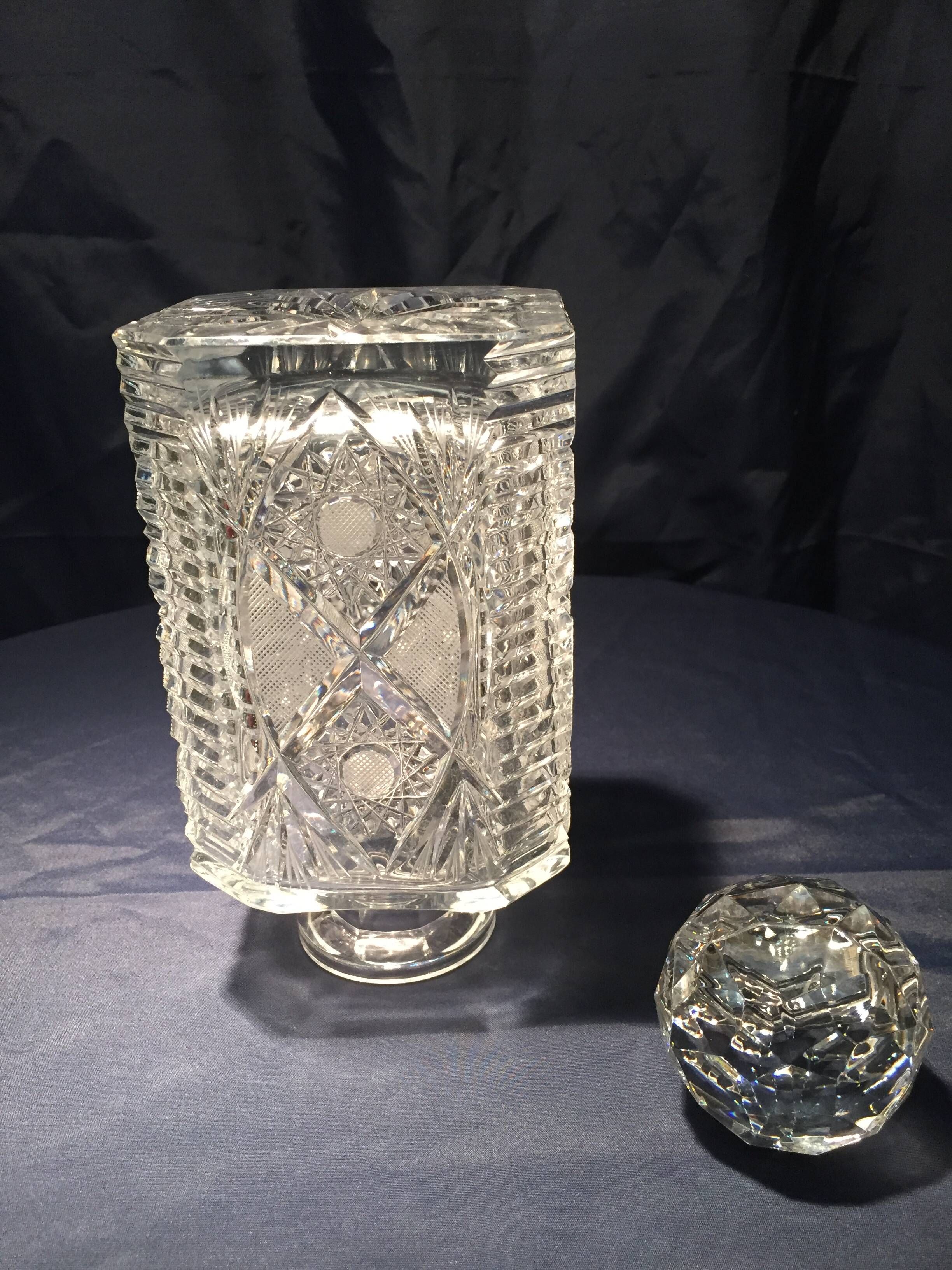 Whiskey carafe in bohemian crystal table art at the time of the digestive