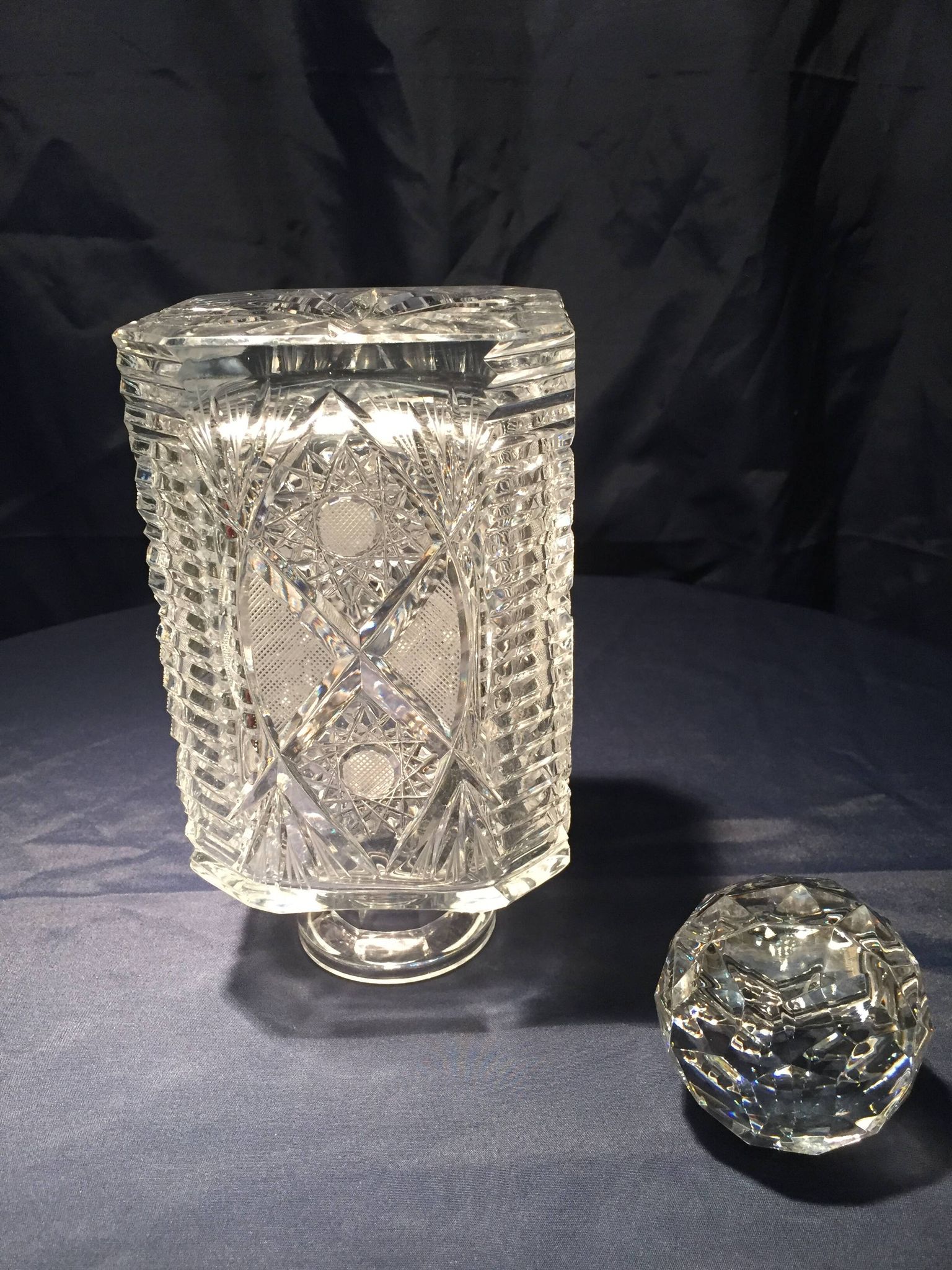 Whiskey carafe in bohemian crystal table art at the time of the digestive