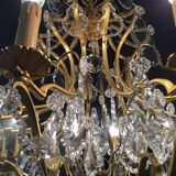 12-light bronze and crystal chandelier
