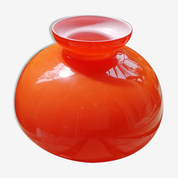 Abat jour en opaline orange vintage