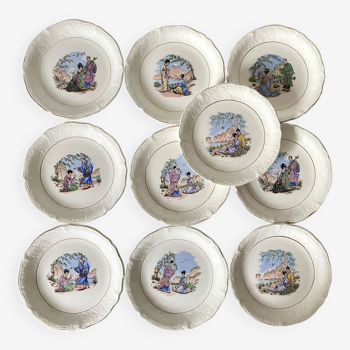 St amand dessert plates, characters