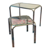 Duo de tables chrome  et verre