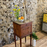 Louis XVI bedside in antique exotic wood marquetry / or harness