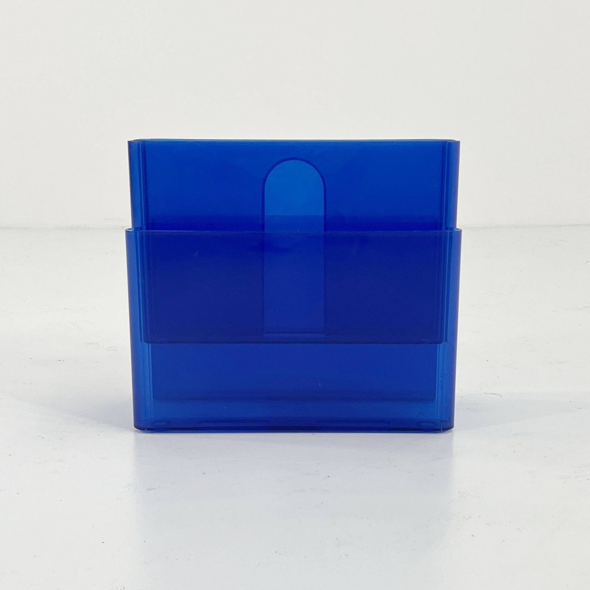 Transparent blue magazine rack by Giotto Stoppino for Kartell, 1970
