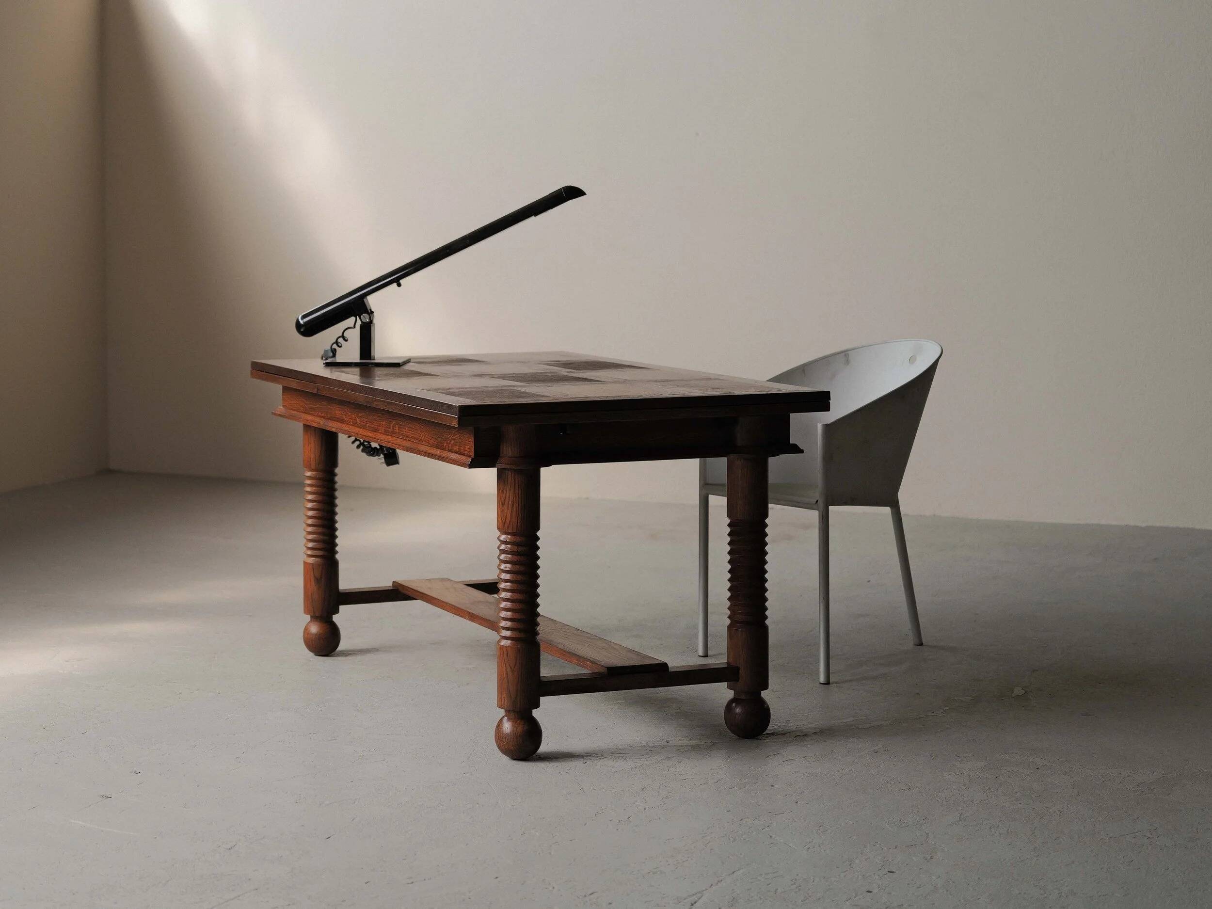 Modernist oak dining table, France, 1940–1950