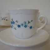 6 cups and saucers Arcopal Myosotis