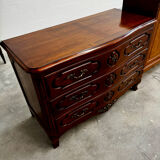 Curved Lyonnaise commode from the Louis XV period in solid walnut, late 1750s.