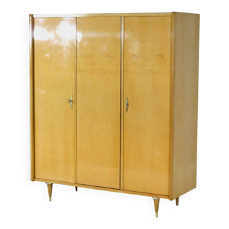 Vintage mid century modern 3-door wardrobe, 1950s