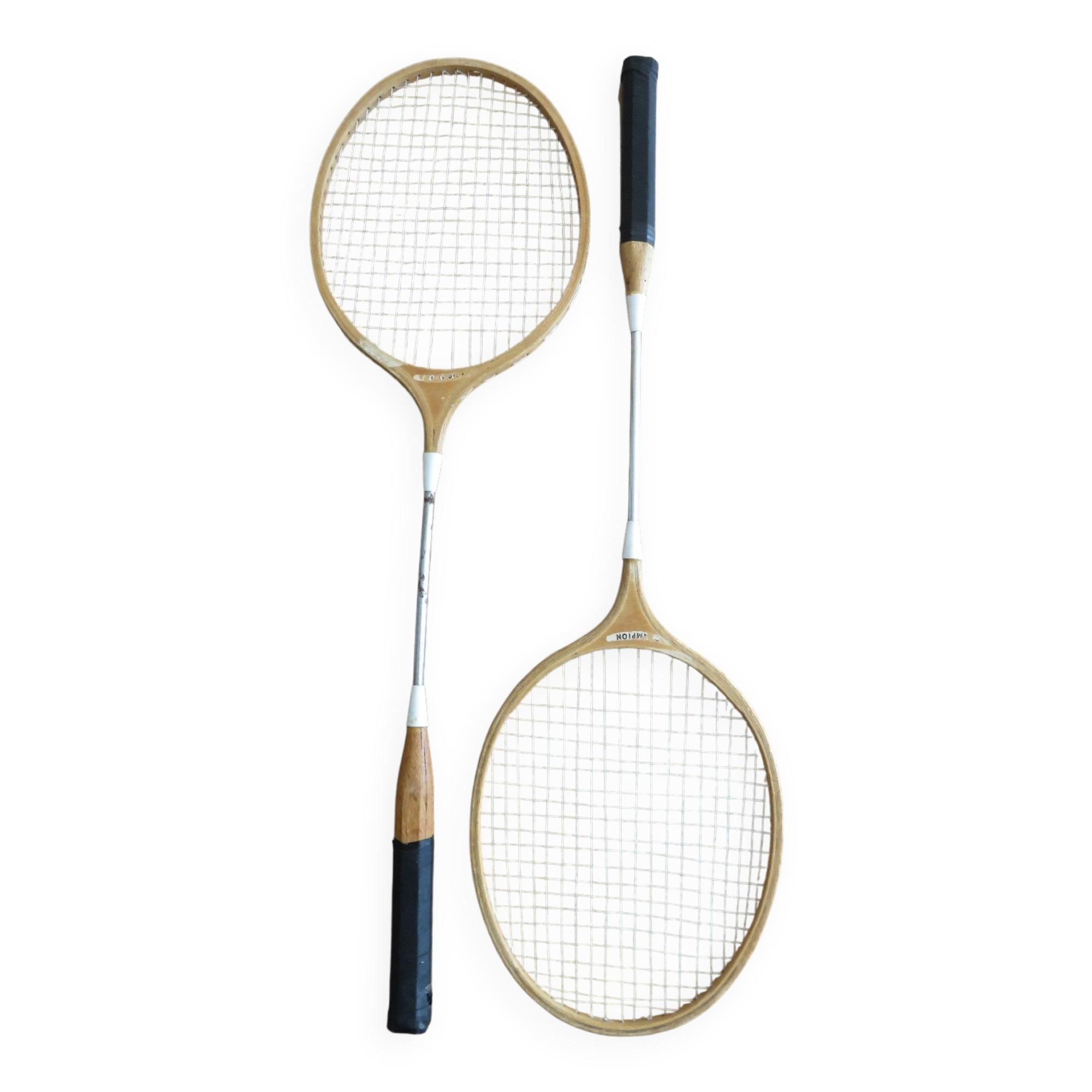 Pair of old badminton rackets