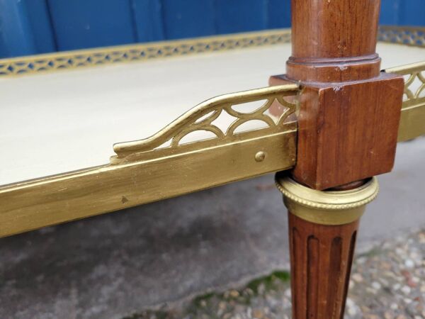 Console desserte Louis XVI en acajou massif et marbre vers 1850