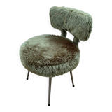 Vintage green furry chair from the 1960s