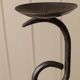XXL vintage hand-forged iron candlestick, black iron, brutalist wave design, Made in Italy 1970s