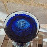 Ancient Blue and Transparent Murano Glass Vase