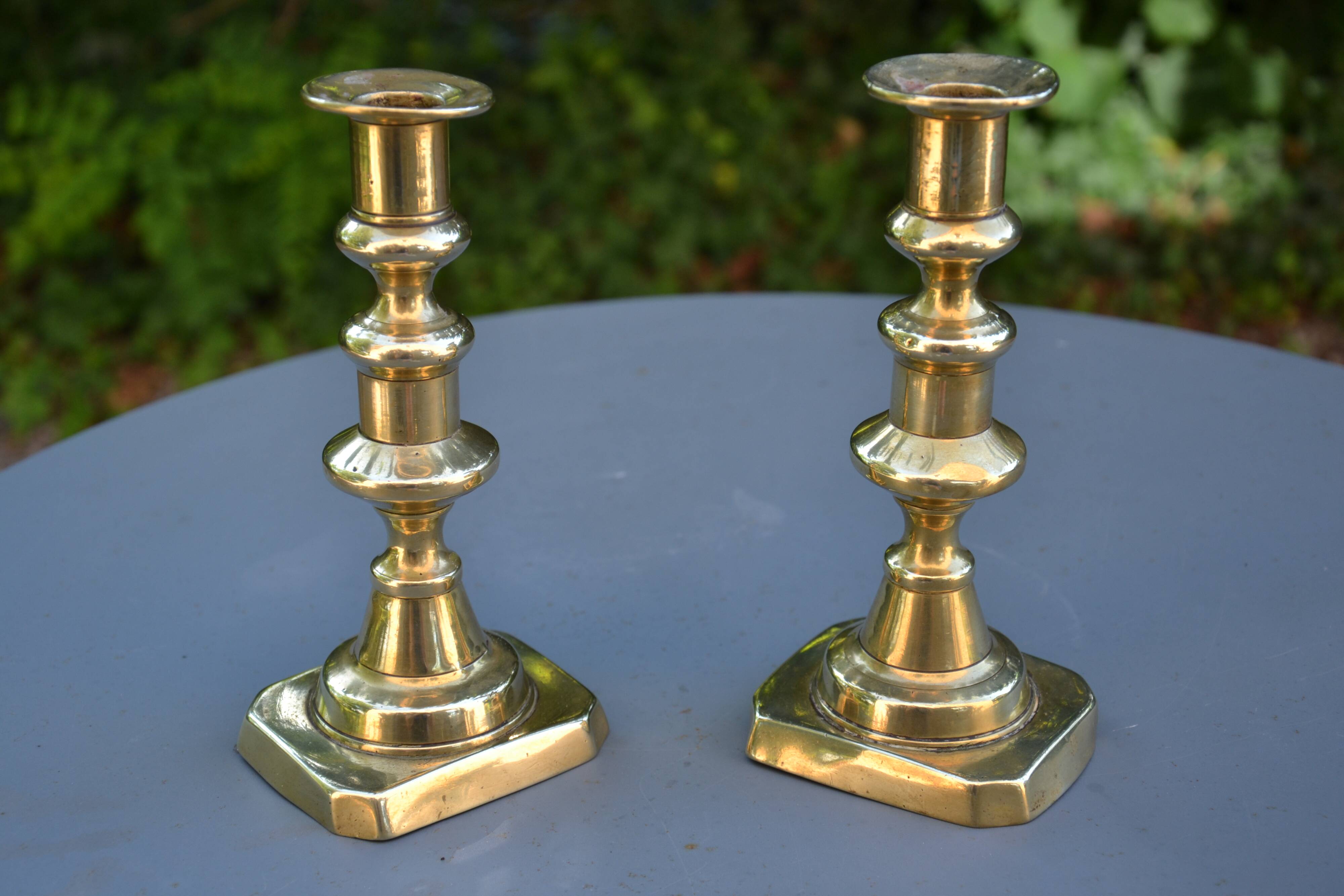 Two modern brass candlesticks