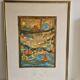 Lithographic table stylised figurative composition sailing boat Judith Bledsoe