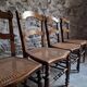 Set of 4 antique dining chairs with caned seats, beech, France, circa 1900–1920.