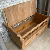 Wooden and rattan chest bench