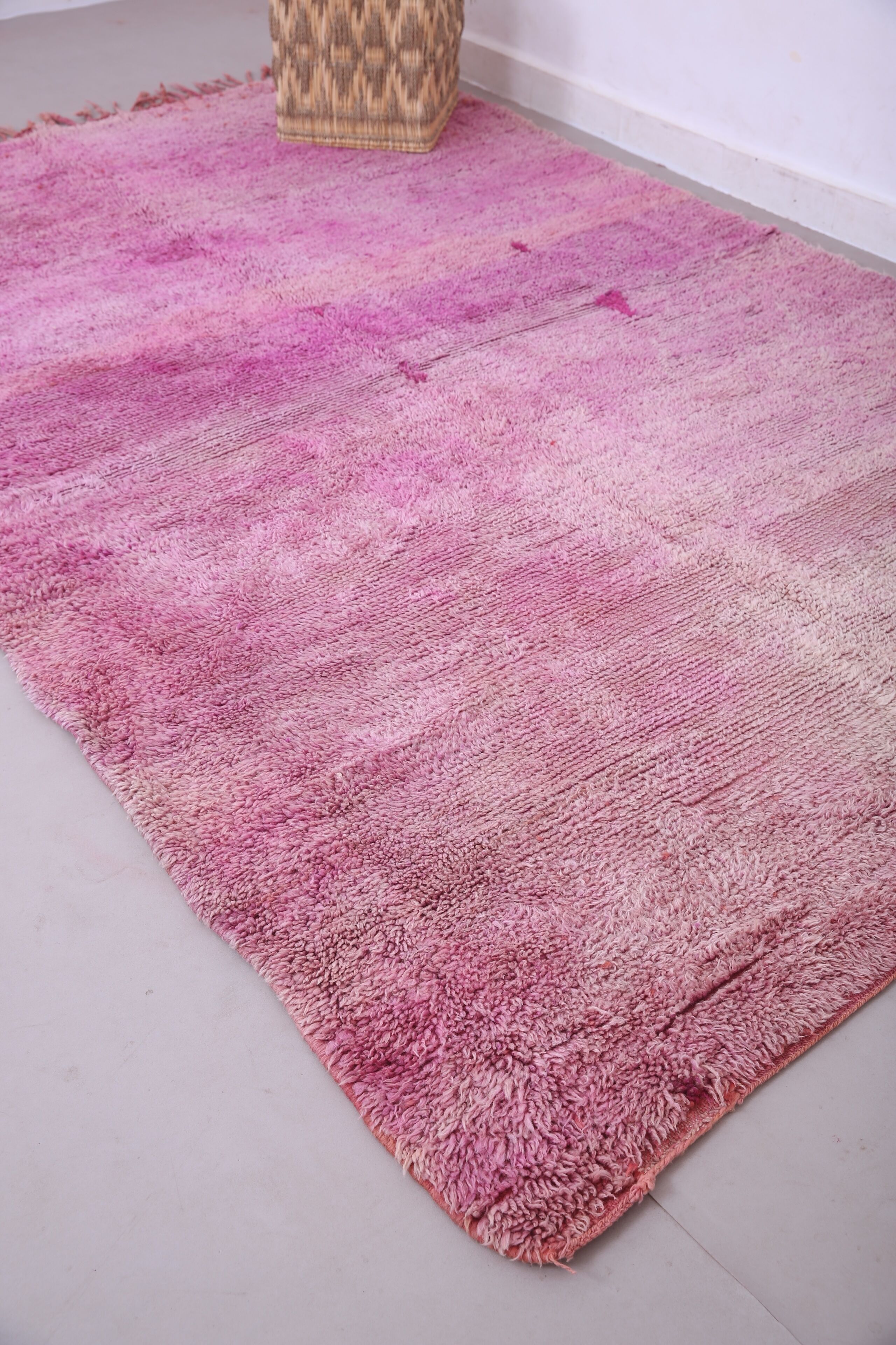 Tapis marocain vintage violet 197 x 296 cm - Tapis en laine berbère - Tapis fait main