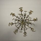 Bronze cage chandelier adorned with cut crystal pendants, 12 lights