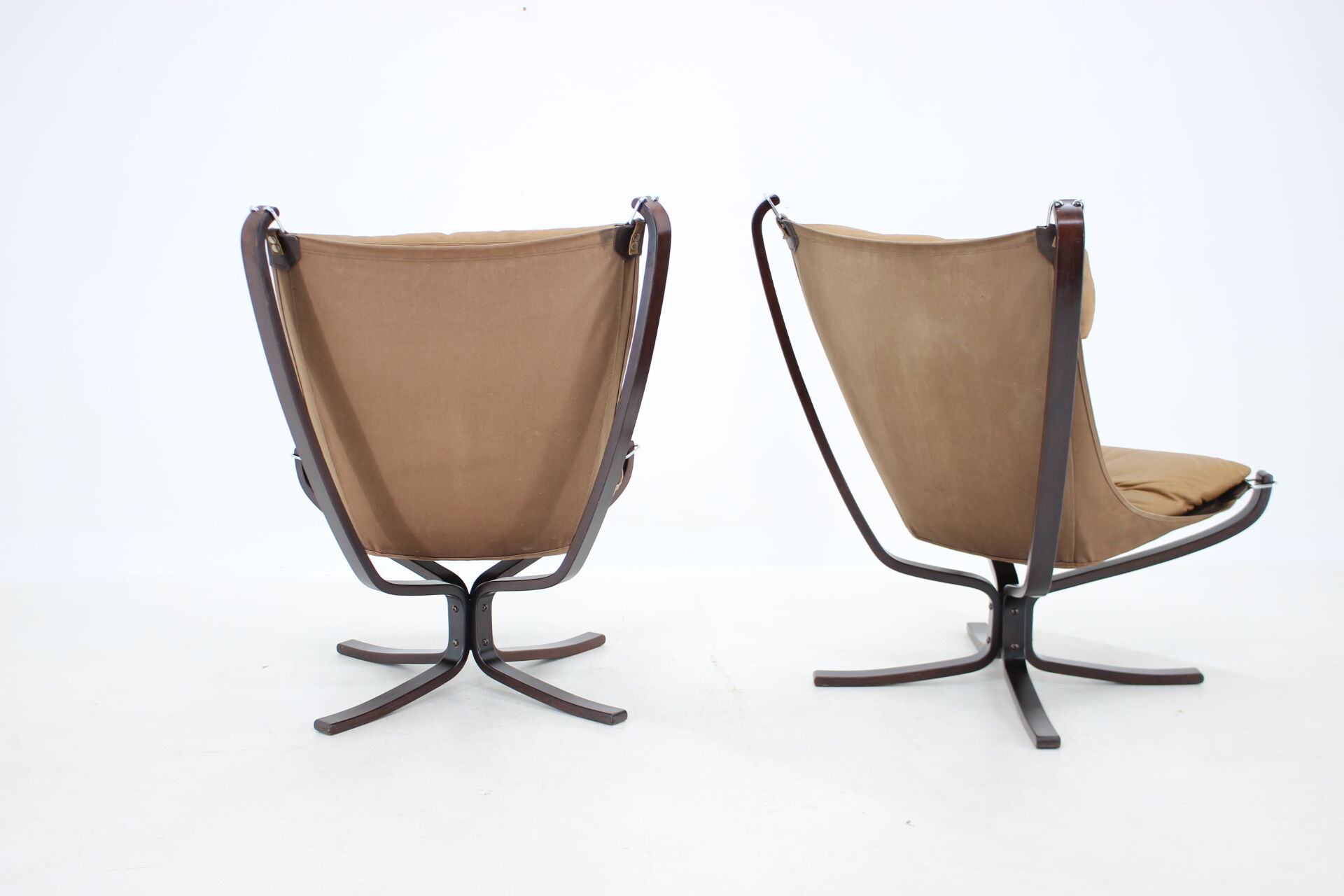 Sigurd Ressell Pair of Falcon Chairs Leather by Vatne Møbler Norway
